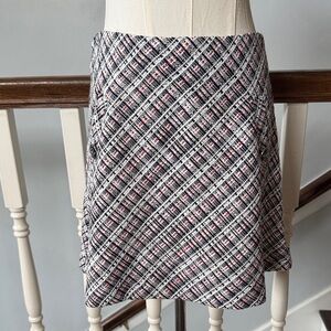 Zara Plaid A-Line Mini Skirt in Black, White & Pink